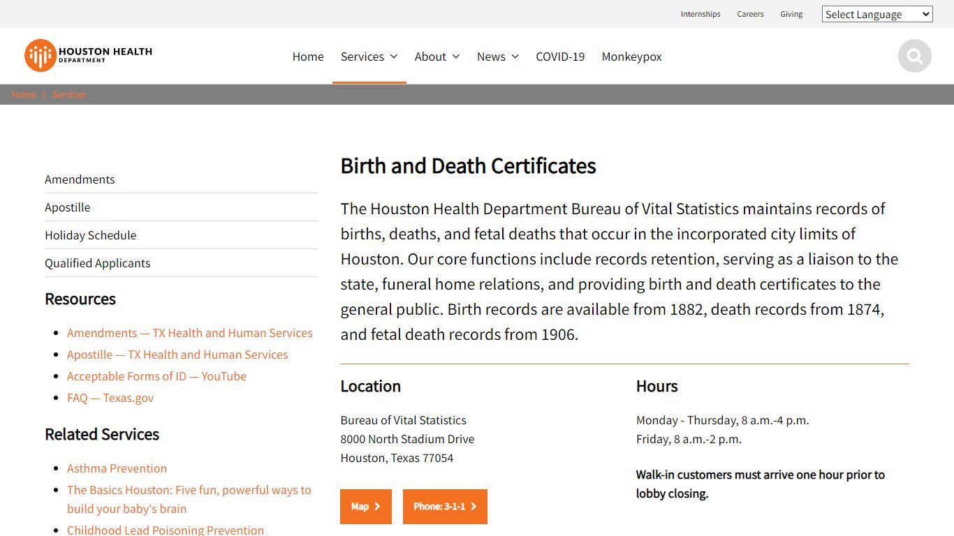 Houston Health Department - Vital Records - Birth and ...